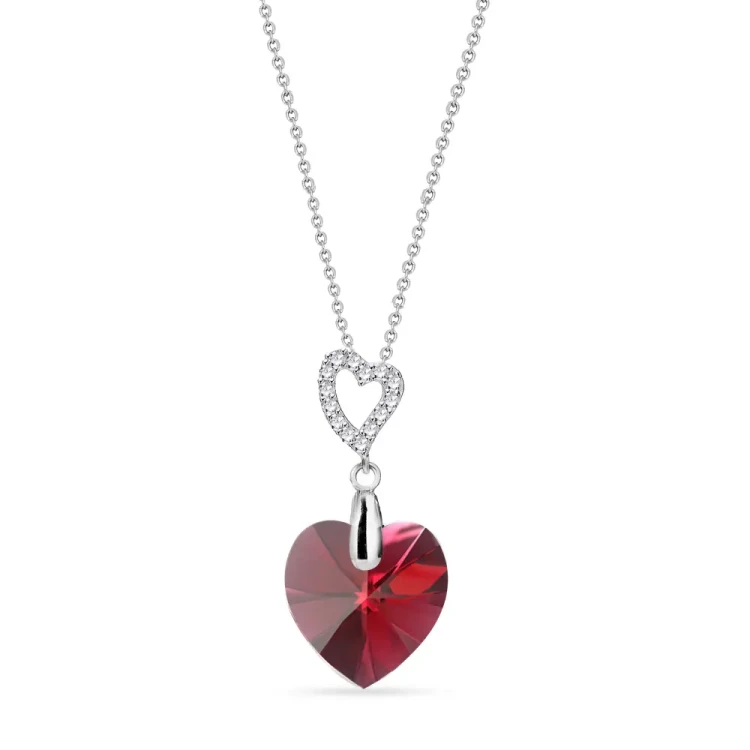 Naszyjnik srebrny z kryształem Swarovski® serce 14 mm Scarlet