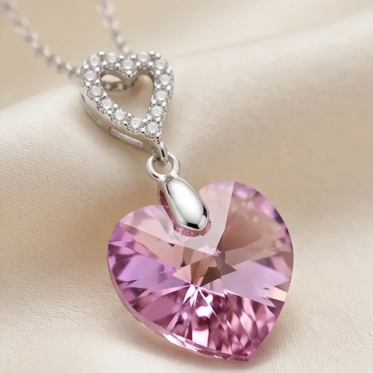 Naszyjnik ze srebra z kryształem Swarovski® serce w kolorze Vitrail Light