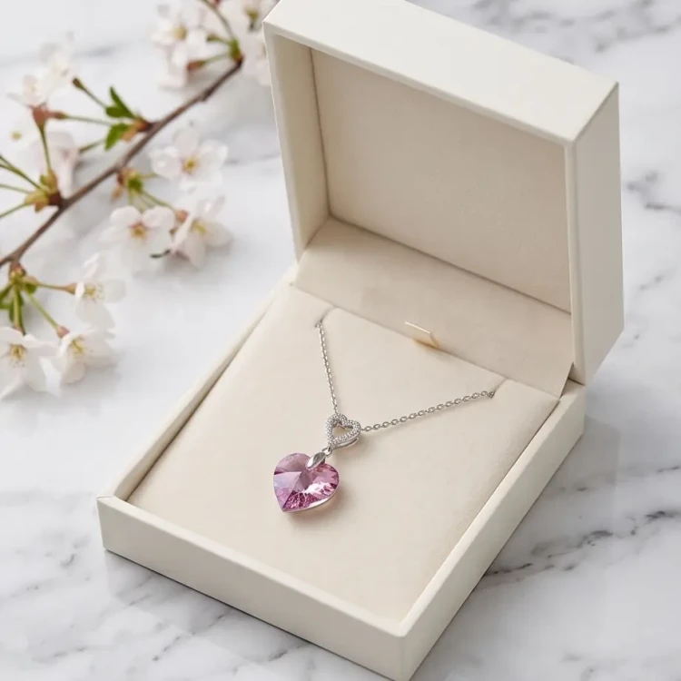 Elegancki srebrny naszyjnik z lśniącym kryształem Swarovski® 14 mm Vitrail Light