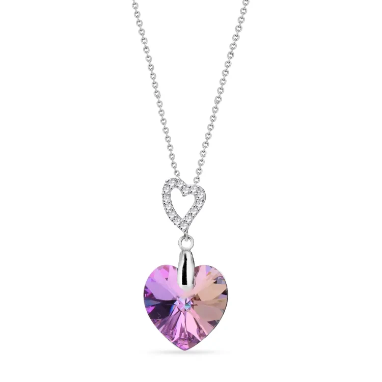 Naszyjnik srebrny z kryształem Swarovski® serce 14 mm Vitrail Light