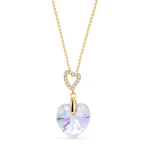 Naszyjniki srebrne pozłacane z kryształami Swarovski® serca 14 mm Aurore Boreale
