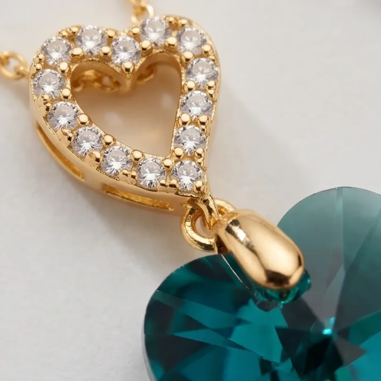 Naszyjnik z pozłacanego srebra z kryształem Swarovski® 14 mm w kształcie serca
