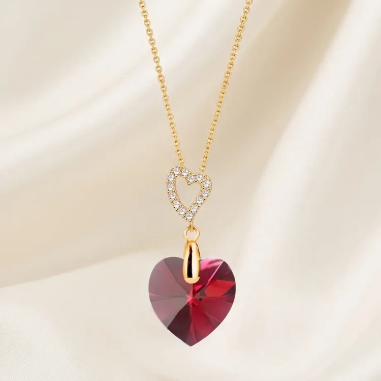 Damski naszyjnik srebrny pozłacany z kryształem Swarovski® serce Scarlet