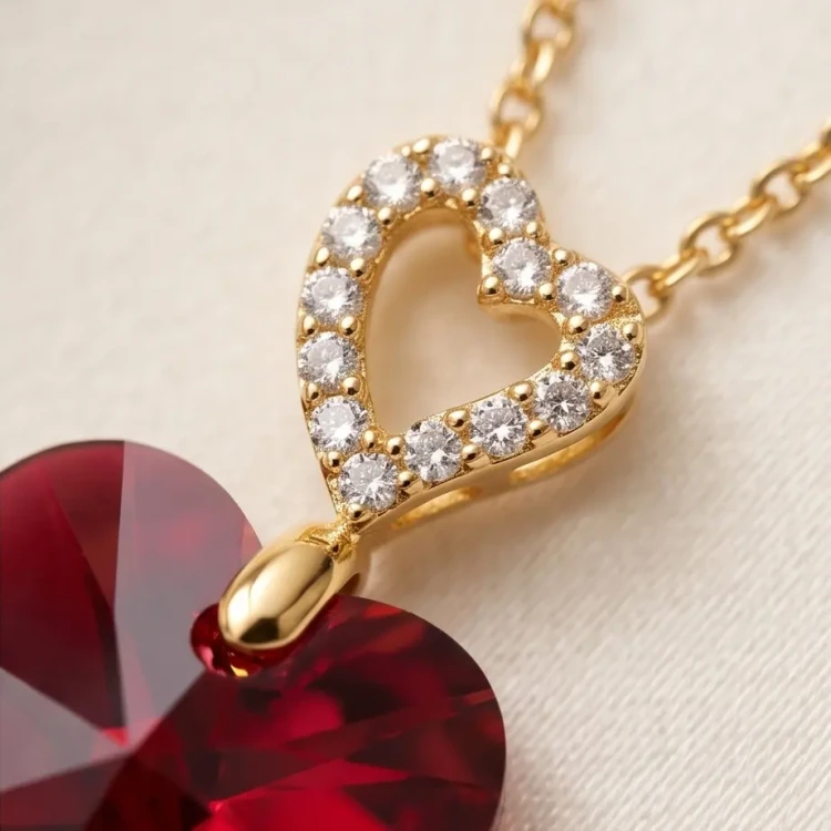 Naszyjnik z pozłacanego srebra z kryształem Swarovski® 14 mm w kształcie serca