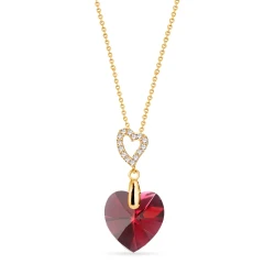 Naszyjniki srebrne pozłacane z kryształami Swarovski® serca 14 mm Scarlet