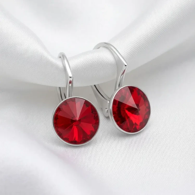 Srebrne kolczyki z czerwonymi kryształami Swarovski® Scarlet