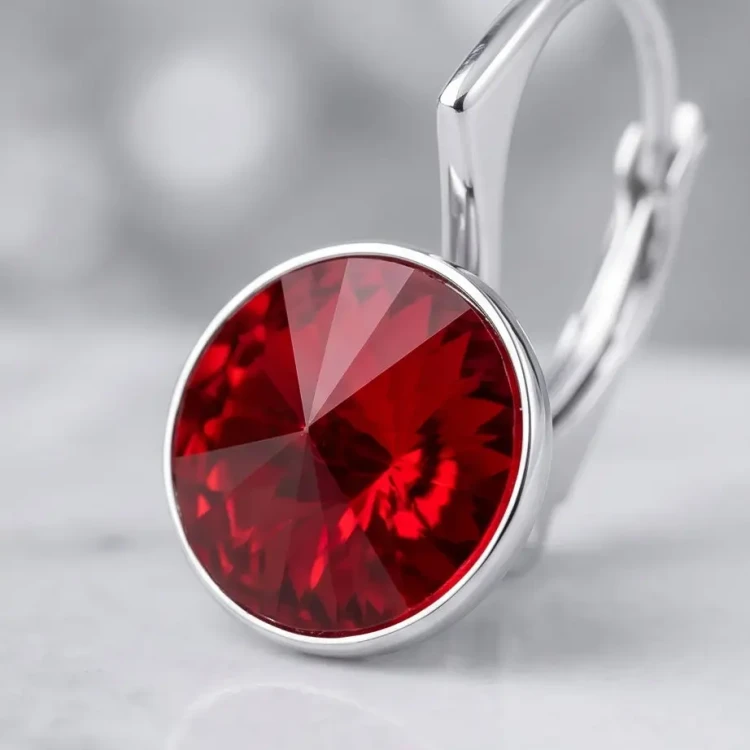 Kolczyki z okrągłym kryształem Swarovski® 8 mm w kolorze Scarlet