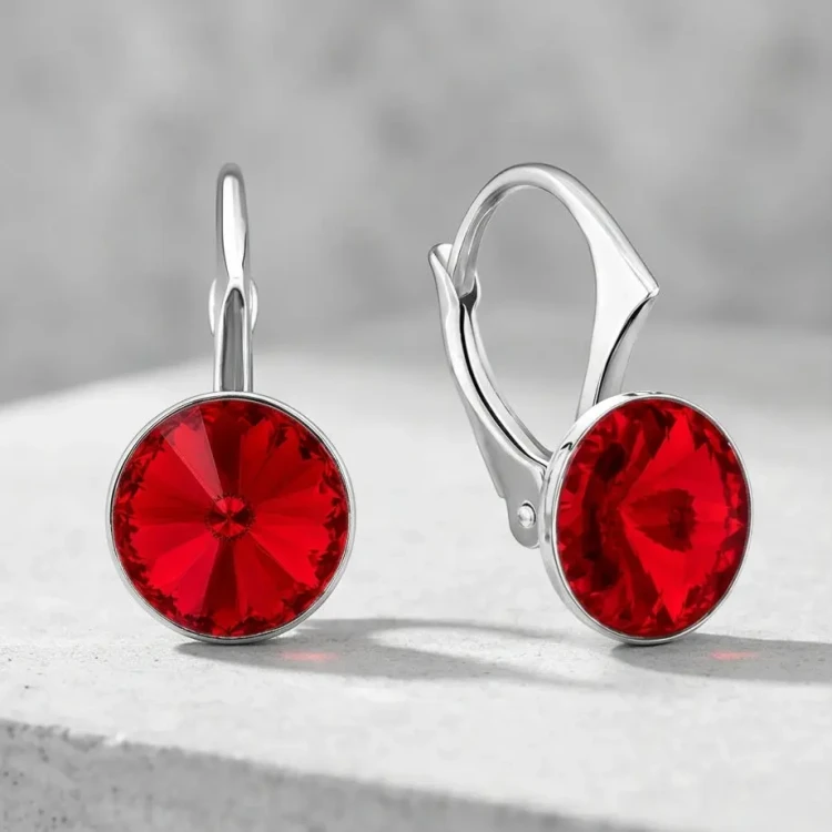 Okrągłe kolczyki Swarovski® Scarlet 8 mm ze srebra