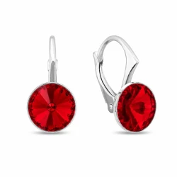 Kolczyki srebrne z okrągłymi kryształami Swarovski® 8 mm Scarlet