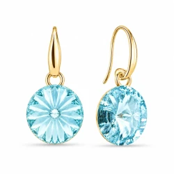 Kolczyki srebrne pozłacane wiszące z kryształami Swarovski® 10 mm Light Turquoise