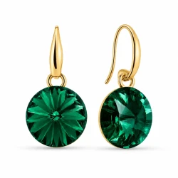 Kolczyki srebrne pozłacane wiszące z kryształami Swarovski® 10 mm Majestic Green