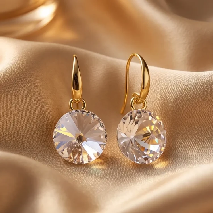 Damskie kolczyki srebrne pozłacane z przezroczystymi kryształami Swarovski®