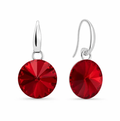 Kolczyki srebrne wiszące z kryształami Swarovski® 10 mm Scarlet