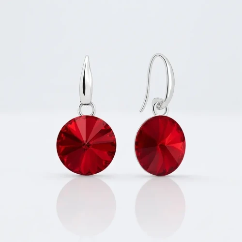 Srebrne kolczyki wiszące z kryształami Swarovski® Scarlet 10 mm