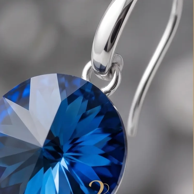 Wiszące kolczyki ze srebra z kryształami Swarovski® w kolorze Sapphire