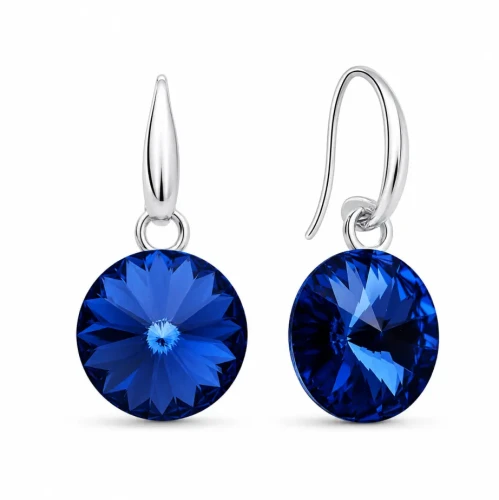 Kolczyki srebrne wiszące z kryształami Swarovski® 10 mm Sapphire
