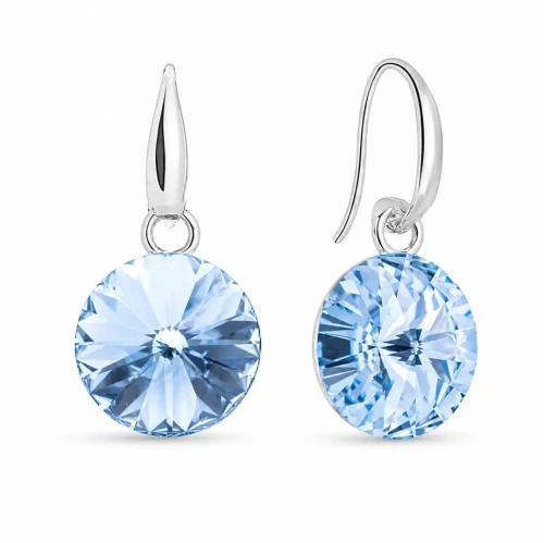 Kolczyki srebrne wiszące z kryształami Swarovski® 10 mm Light Sapphire