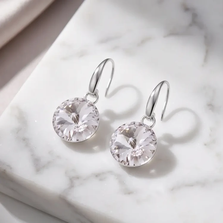 Damskie kolczyki srebrne z przezroczystymi kryształami Swarovski® 10 mm