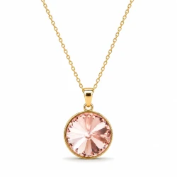 Naszyjniki srebrne pozłacane  z okrągłymi kryształami Swarovski® 12 mm Vintage Rose