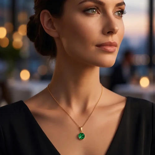 Pozłacany naszyjnik z kryształem Swarovski® Majestic Green 12 mm
