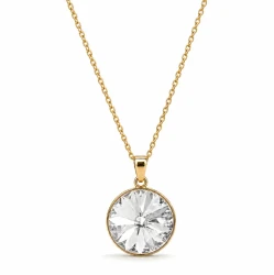 Naszyjniki srebrne pozłacane  z okrągłymi kryształami Swarovski® 12 mm Crystal