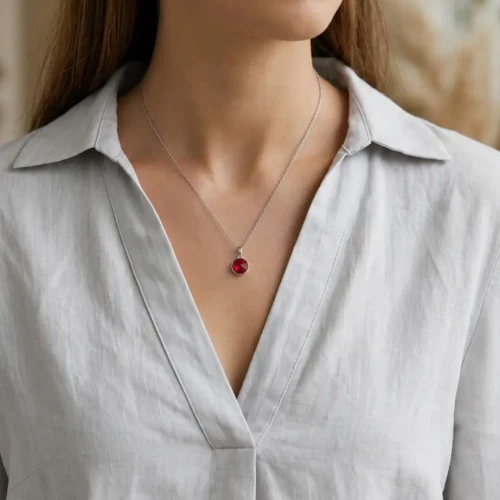 Srebrny naszyjnik z kryształem Swarovski® Scarlet 12 mm