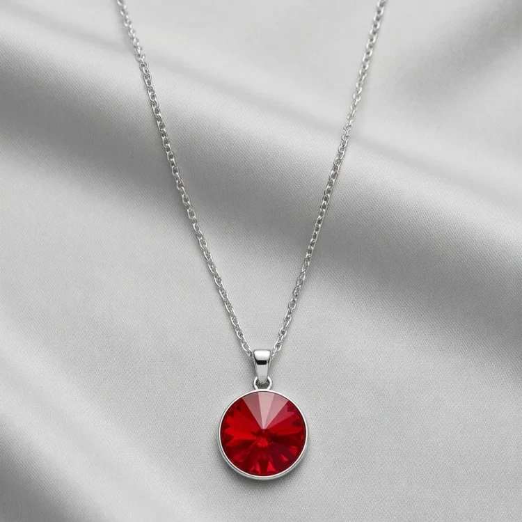 Damski naszyjnik srebrny z czerwonym kryształem Swarovski®