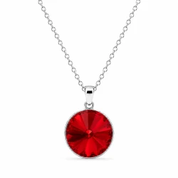 Naszyjniki srebrne  z okrągłymi kryształami Swarovski® 12 mm Scarlet