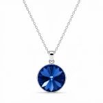 Naszyjniki srebrne  z okrągłymi kryształami Swarovski® 12 mm Sapphire