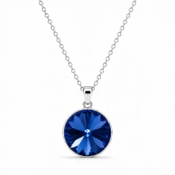 Naszyjniki srebrne  z okrągłymi kryształami Swarovski® 12 mm Sapphire