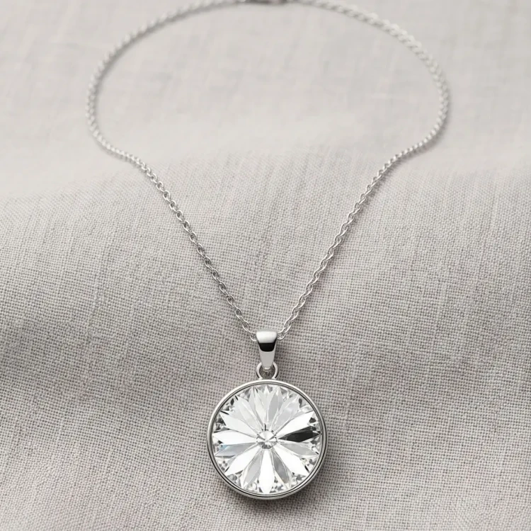 Naszyjnik ze srebra z okrągłym kryształem Swarovski® w kolorze Crystal