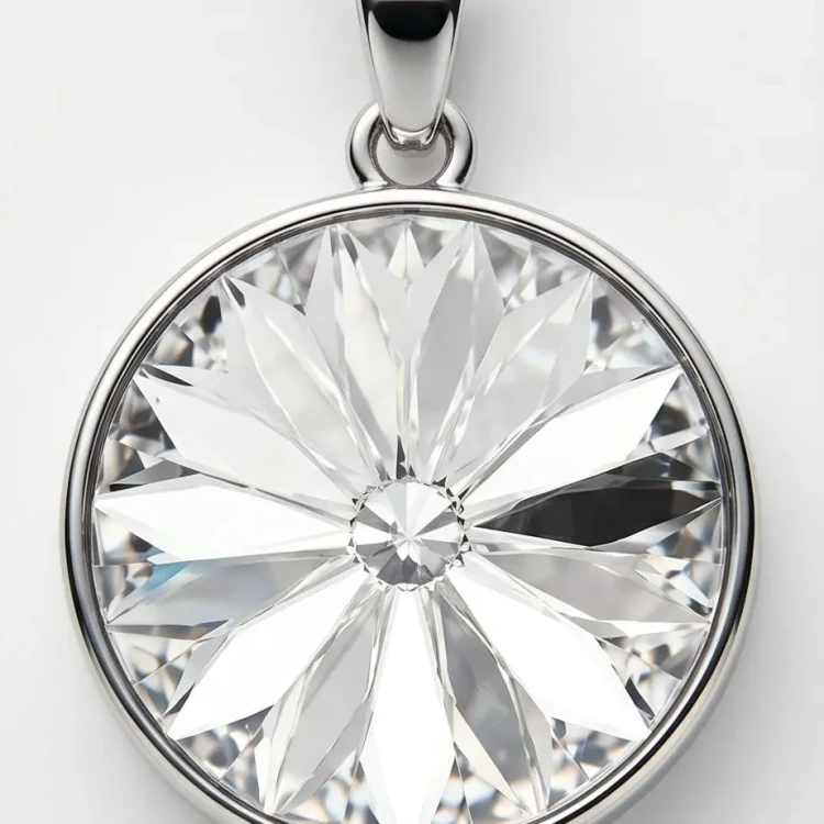 Elegancki srebrny naszyjnik z bezbarwnym kryształem Swarovski® 12 mm