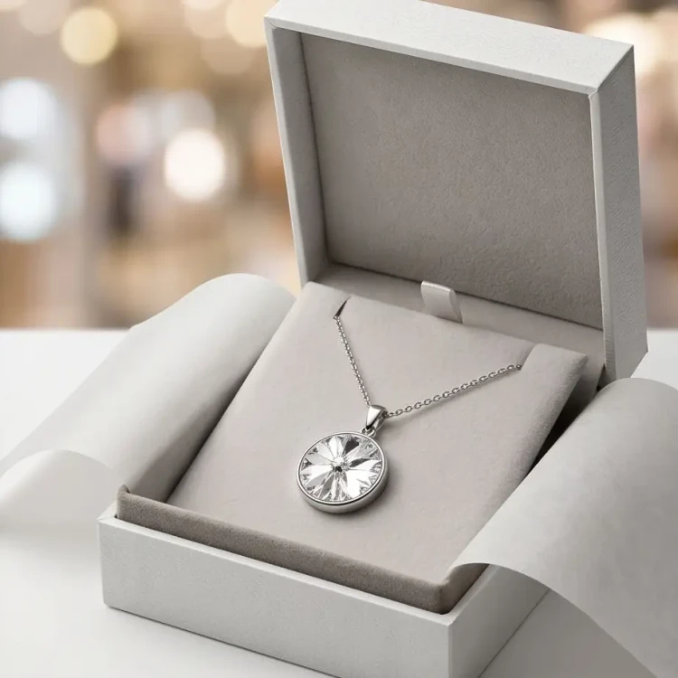 Delikatny srebrny naszyjnik z lśniącym kryształem Swarovski® Crystal