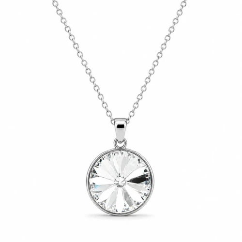 Naszyjnik srebrny z okrągłym kryształem Swarovski® 12 mm Crystal