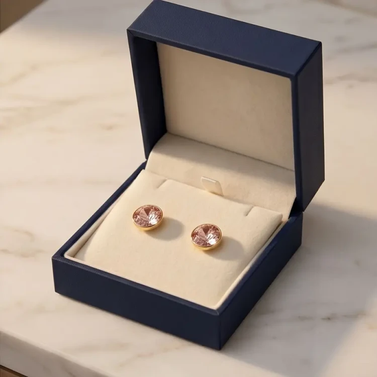 Eleganckie pozłacane kolczyki z kryształami Swarovski® 8 mm Vintage Rose