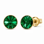 Kolczyki srebrne pozłacane na sztyfcie z kryształami Swarovski® 8 mm Majestic Green