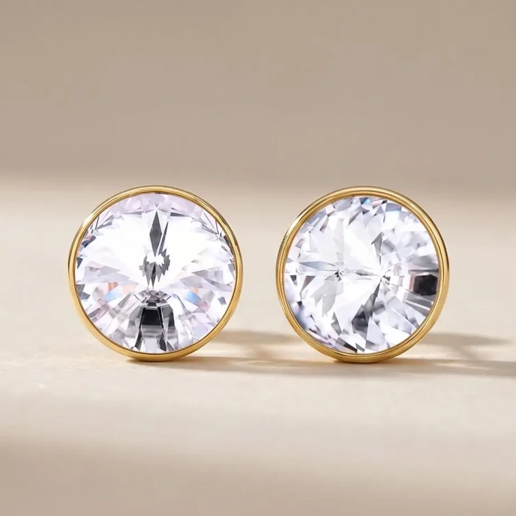 Eleganckie pozłacane kolczyki z kryształami Swarovski® 8 mm Crystal