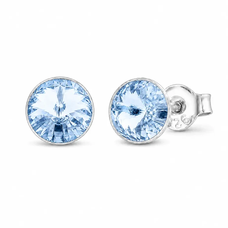 Kolczyki srebrne na sztyft z kryształami Swarovski® 8 mm Light Sapphire